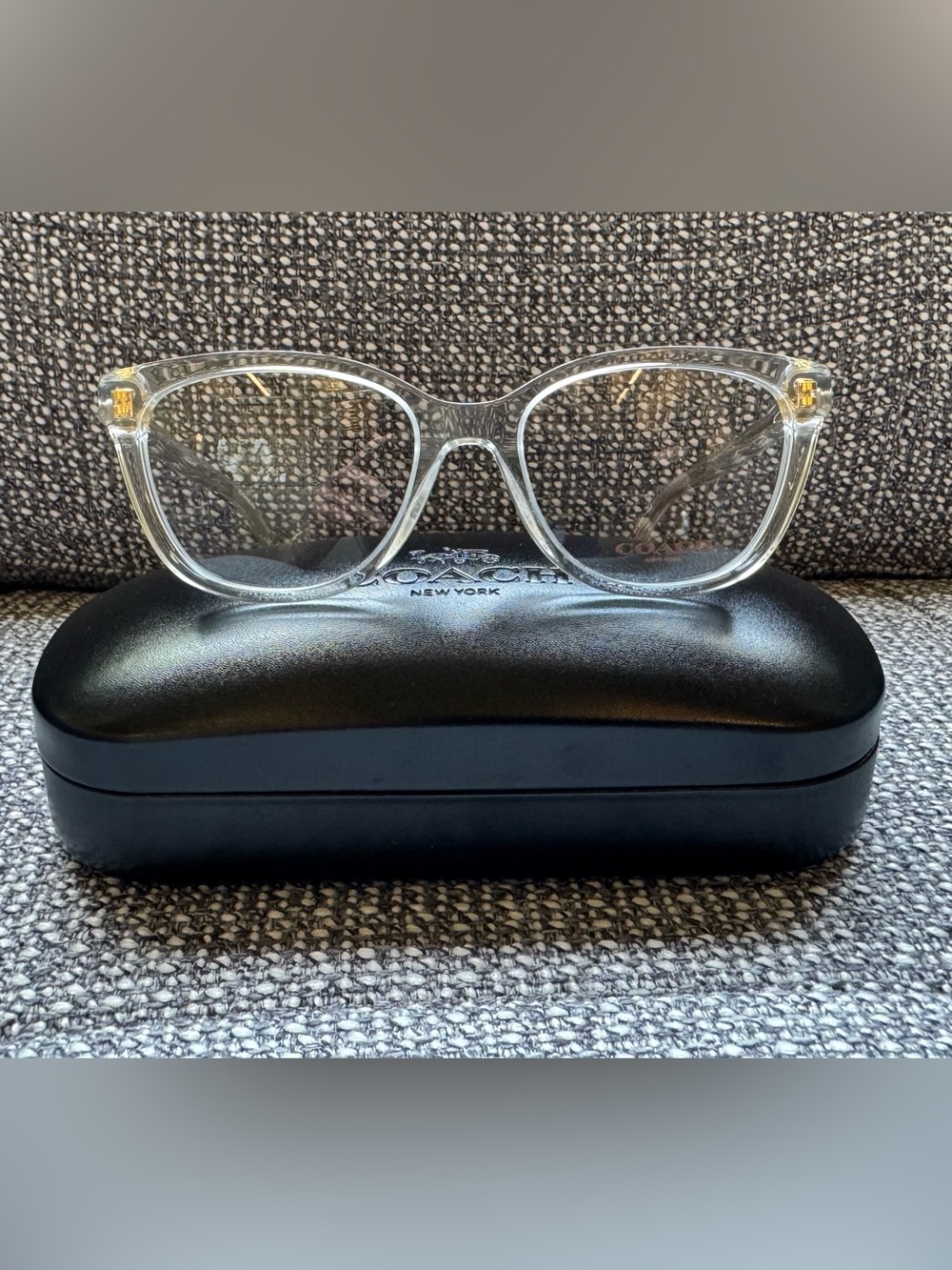 Coach Clear Square Rx Glasses with Gold Accents.  New Style